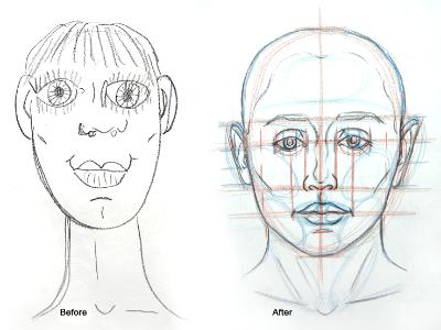 "Before and After" Private Portrait Instruction.  Adult Student.