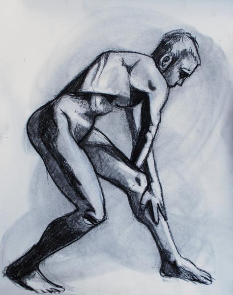 Male Nude, Bending