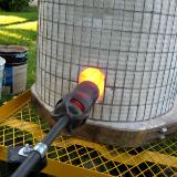 Heating up the fiber blanket kiln using a venturi burner.