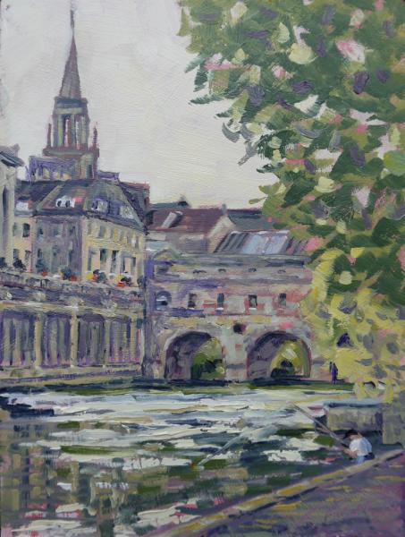 Pulteney Bridge, Evening Light, 8x10 ins, oils