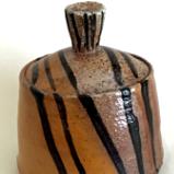 Striped Black and Brown Covered Small Pot