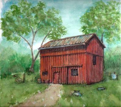 The Sweet's Barn water paper in watercolor 