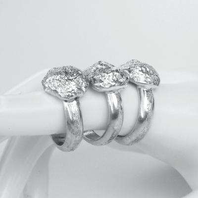 Handmade sterling silver nugget rings