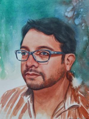 Custom watercolor portrait, 35cm x 50cm, 2018 Custom watercolor portrait, 35cm x 50cm, 2018