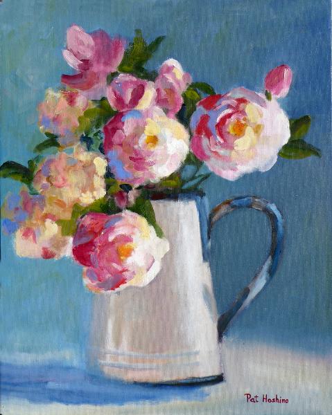 Roses in Enamel Pitcher - oil - 16x20