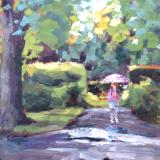 OTG6 Sunshine and Showers, 8x6 ins, oil painting on wood panel.
