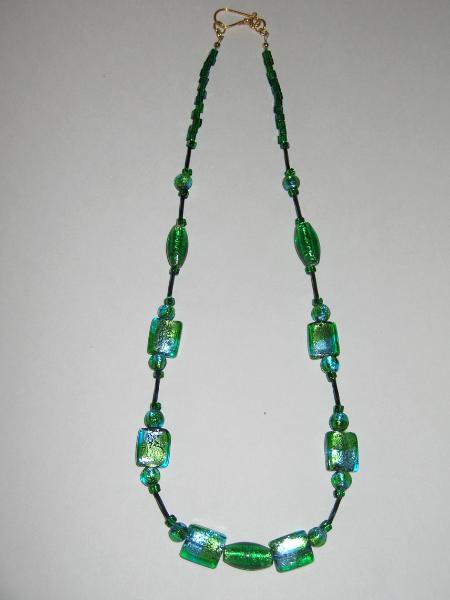 Green/Turquoise Glass with Foil Necklace