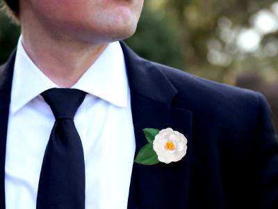 White Camellia Sasanqua Boutonniere White Camellia Sasanqua Boutonniere
