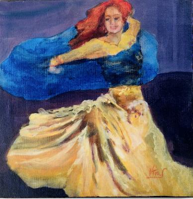 Red Hair Dancer Painted on canvas 8x8 Red Hair Dancer Painted on canvas 8x8