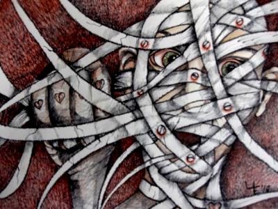 Trapped! - Ink and Colour Pencil Trapped! - Ink and Colour Pencil