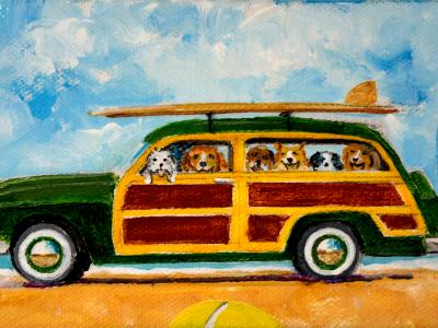 SEVEN DOGS IN A WOODY