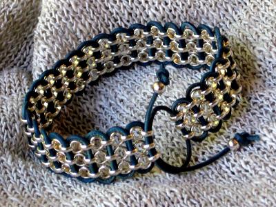 Woven Rollo Chain and Leather Bracelet Woven Rollo Chain and Leather Bracelet