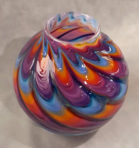 #12152506 Vase 5''HX4.75''W  rainbowTie-die design $115.00
