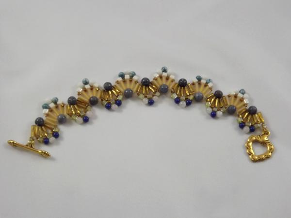 B-27 lapis, ivory, & beige wave bracelet