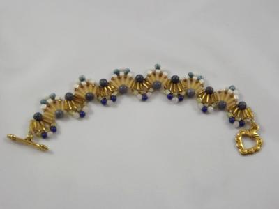 B-27 lapis, ivory, & beige wave bracelet B-27 lapis, ivory, & beige wave bracelet