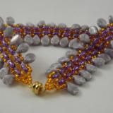 B-22a grey teardrop & purple bead bracelet