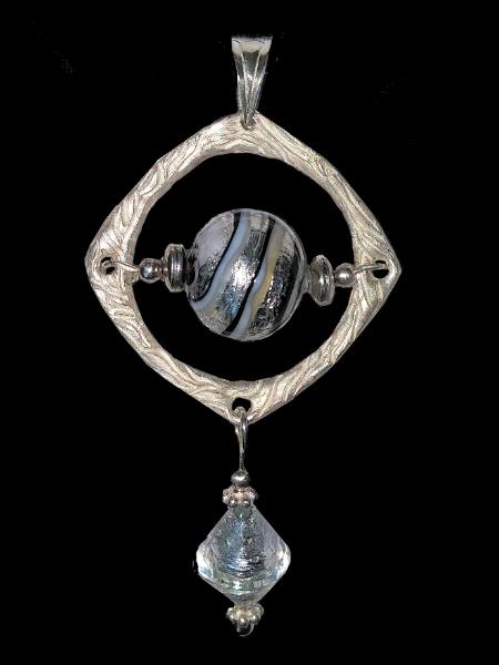 Sterling and White Gold Lined Venetian Pendant