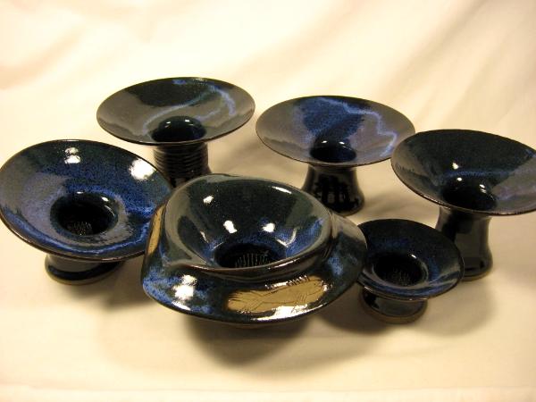 120411.GL Flower Vases with Blue Glaze