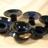 120411.GL Flower Vases with Blue Glaze