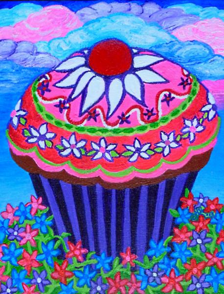 Garden Cupcake with Cotton Candy Clouds