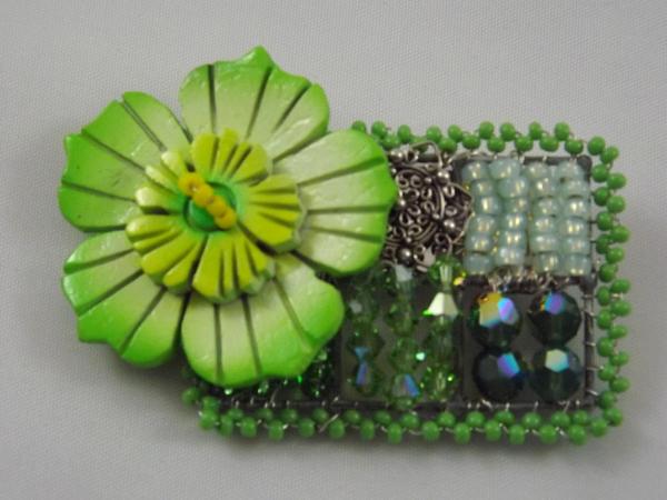 Lime Green Flower Brooch