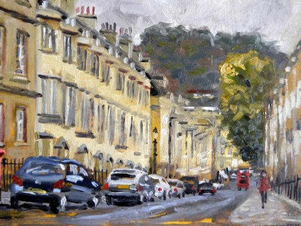 Gay Street, Bath, 10x8 ins, oils.