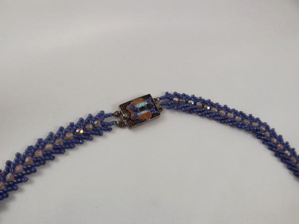 N-68 Slate Blue St. Petersberg Chain Necklace with Lampwork Pendant