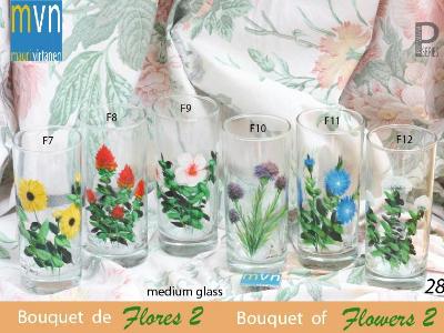 Set of handpainted glasses: BOUQUET OF FLOWERS