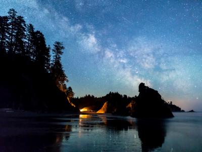 Milky Way over Ruby Beach Campfire Milky Way over Ruby Beach Campfire