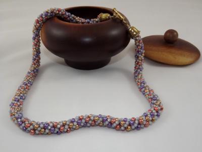 N-3 Purple, Grey, Copper, & Gold Russian Spiral Necklace N-3 Purple, Grey, Copper, & Gold Russian Spiral Necklace