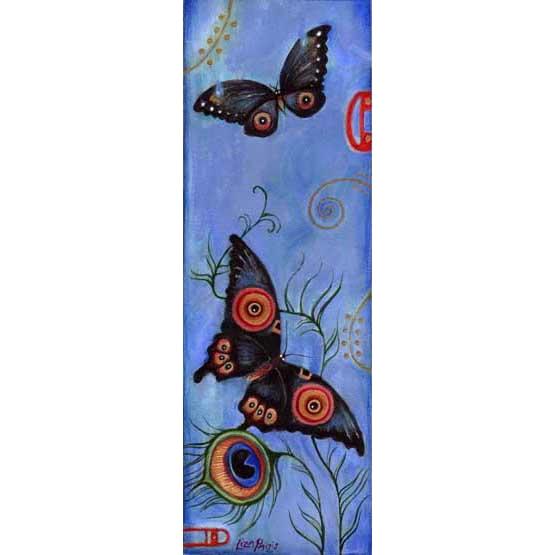 Japanese Butterflies - painting with peacock feathers