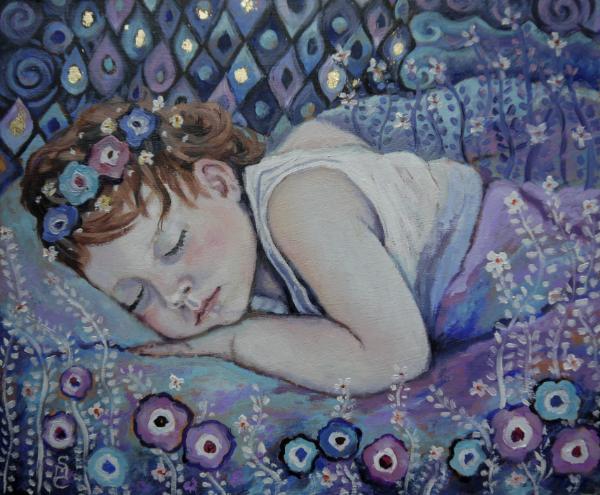 Slumber ... Oils & Gold Leaf, In the Style of Klimt