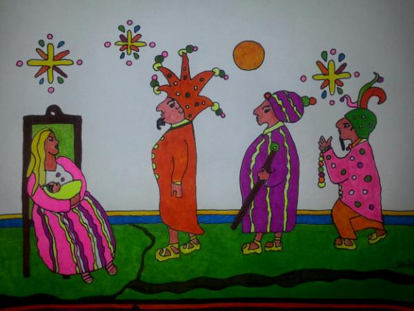 Mary, Baby Jesus and Three Wise Men