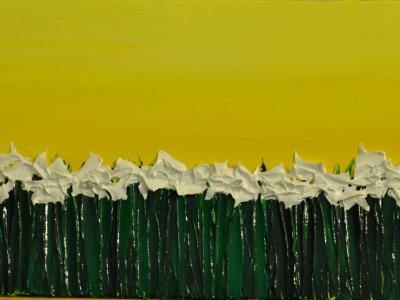 Paper Whites (for Susan) 8 X 16 Acrylic on Canvas board SOLD Pvt. Collection Embellished prints available 