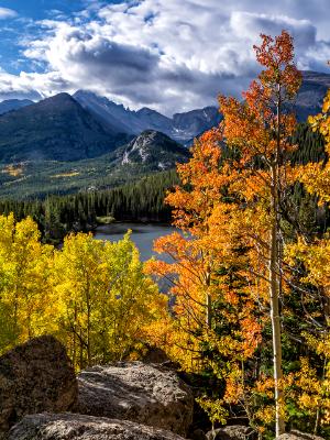 Longs Peak Clouds and Bear Lake Aspens Longs Peak Clouds and Bear Lake Aspens