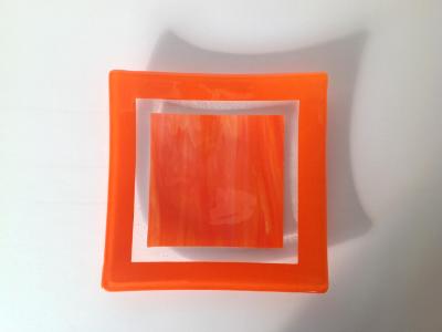 Platter with orange rim and center Platter with orange rim and center