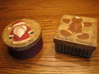 Primitive Boxes with Christmas Joy and Gingerbread Blessings