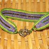 B-78 green & purple woven bracelet