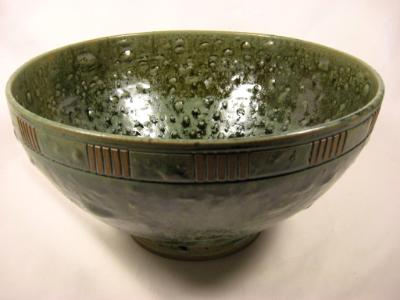 120512.C Large "Toad" Bowl with Carved Band