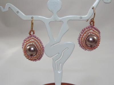 E-52 Cocoa Pearl & Bead Earrings