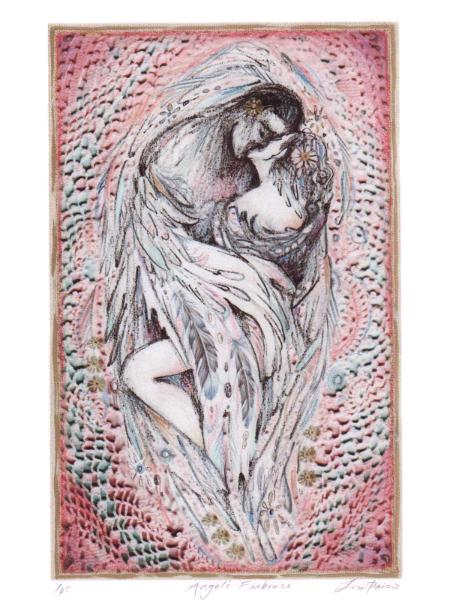 Angels Embrace limited edition print of two lovers kissing embracing romatic art