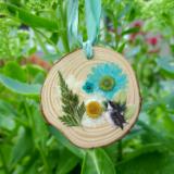 Pressed Flower Wood Slice Ornament