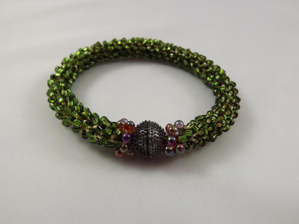 B-66 sparkling dark olive crocheted rope bracelet