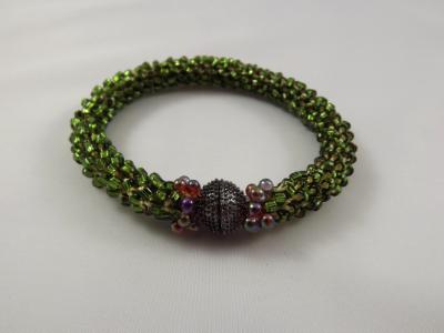 B-66 sparkling dark olive crocheted rope bracelet B-66 sparkling dark olive crocheted rope bracelet