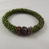 B-66 sparkling dark olive crocheted rope bracelet