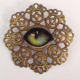 Antique gold Victorian Sweetheart brooch, Cat's eye