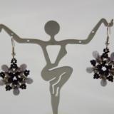 E-129 Grey & Black Flower Earrings