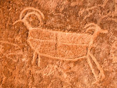 Two-Headed Big Horn Sheep Petroglyph Two-Headed Big Horn Sheep Petroglyph