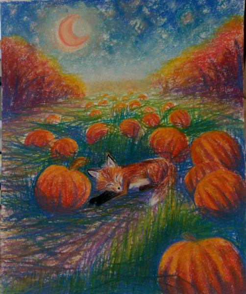 Sly Fox in Pumpkin Patch 