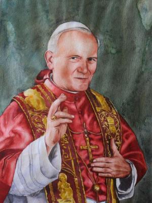 Portrait of Pope JOHN PAUL II, 80cm x 60cm, 2014 Portrait of Pope JOHN PAUL II, 80cm x 60cm, 2014